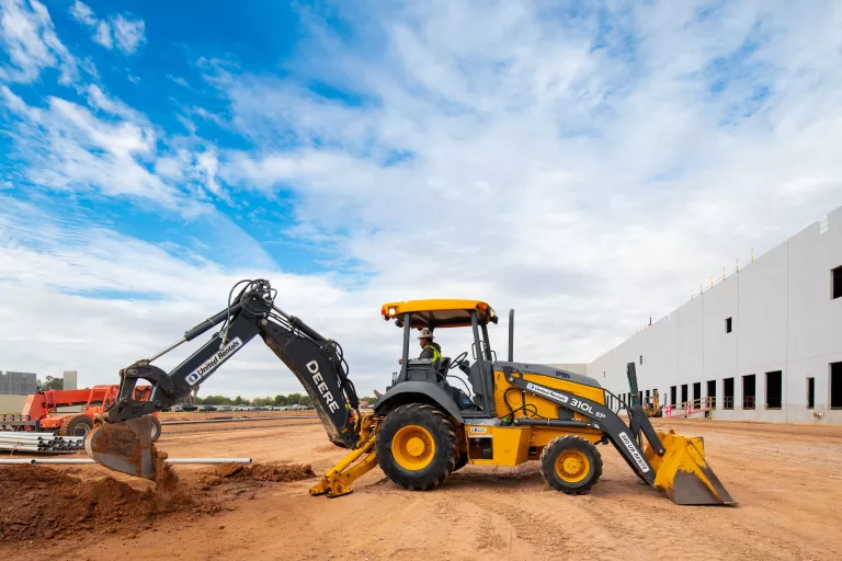 Track loader on jobsite