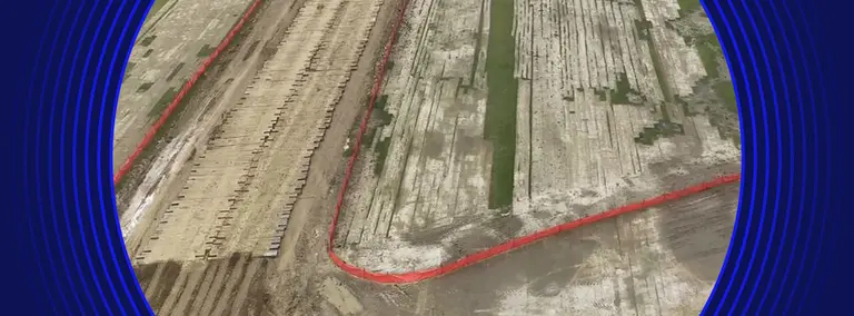 Timber mats at muddy jobsite