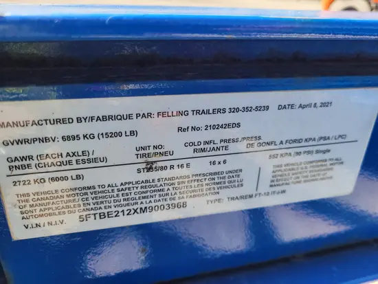 2021 Felling FT-12 IT-I-W Trailer