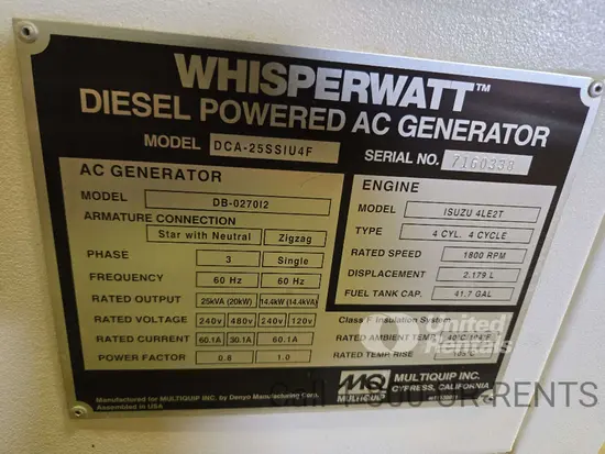 2022 Multiquip DCA25SSIU4F Diesel Generator