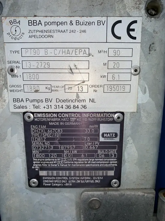 2013 BBA PT90 Pump