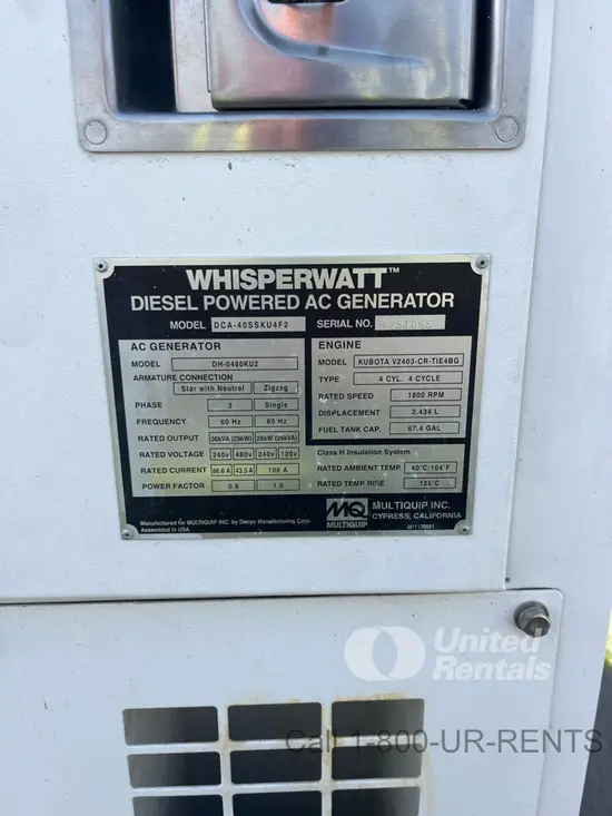 2022 Multiquip DCA40SSKU4F Diesel Generator
