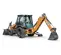 Orange and gray Case Backhoe Loader with 15 foot Dig Depth
