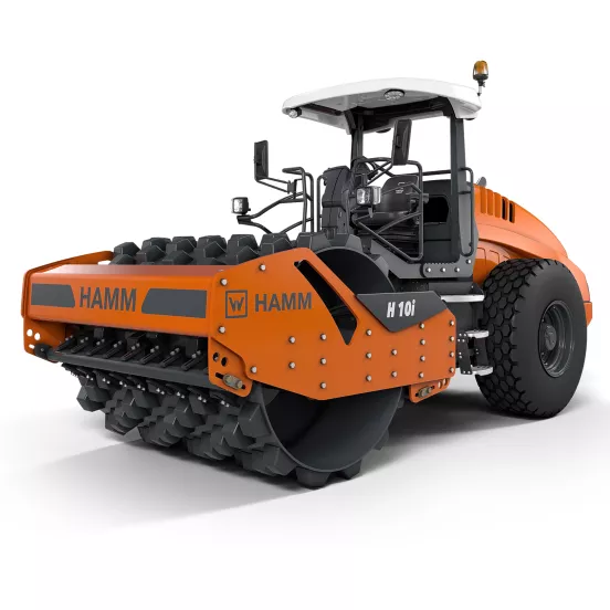 Orange and black Hamm 80-89 in. 27.5 ton Ride-on Single Padfoot Drum Vibratory Roller