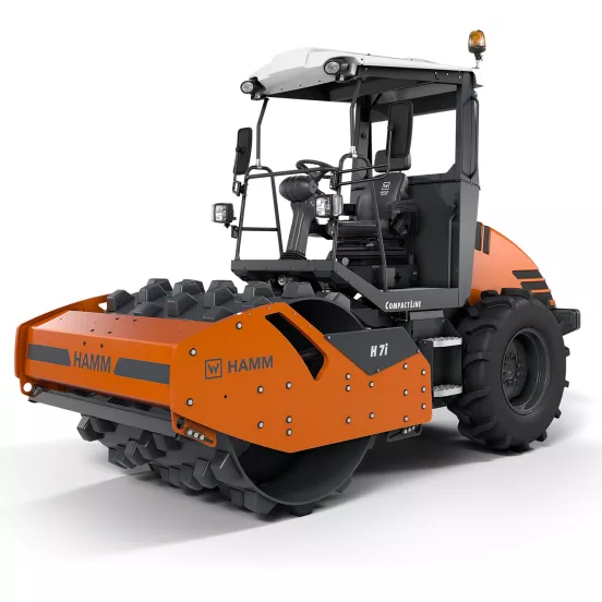 Orange Hamm Ride-on Single Padfoot Drum Vibratory Roller