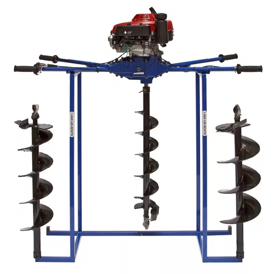 Blue and red Rice Hydro two-man auger