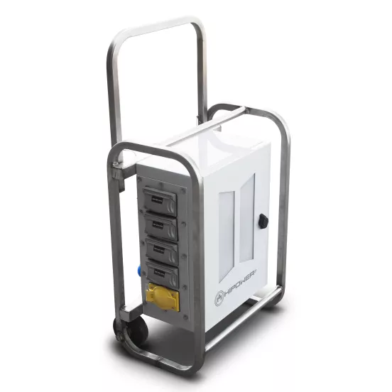 White Hipower 200 Amp Power Distribution Panel on wheels